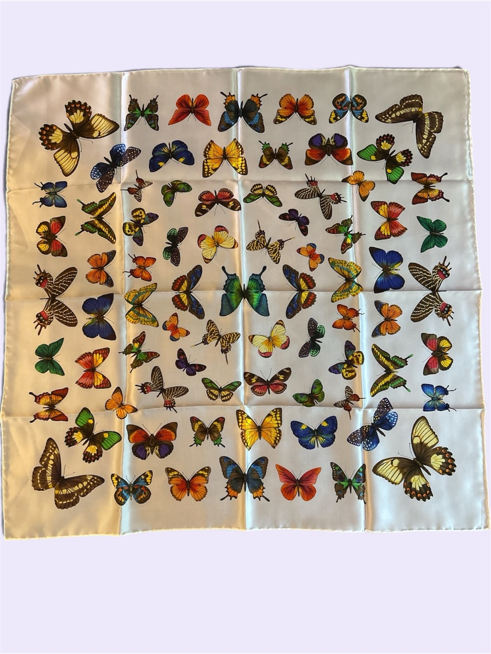 Italian Vintage Butterfly 100% Silk Scarf Square
